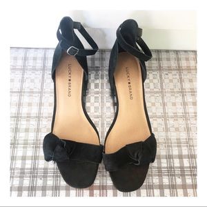 Lucky Brand Black Suede Block Heels Leather